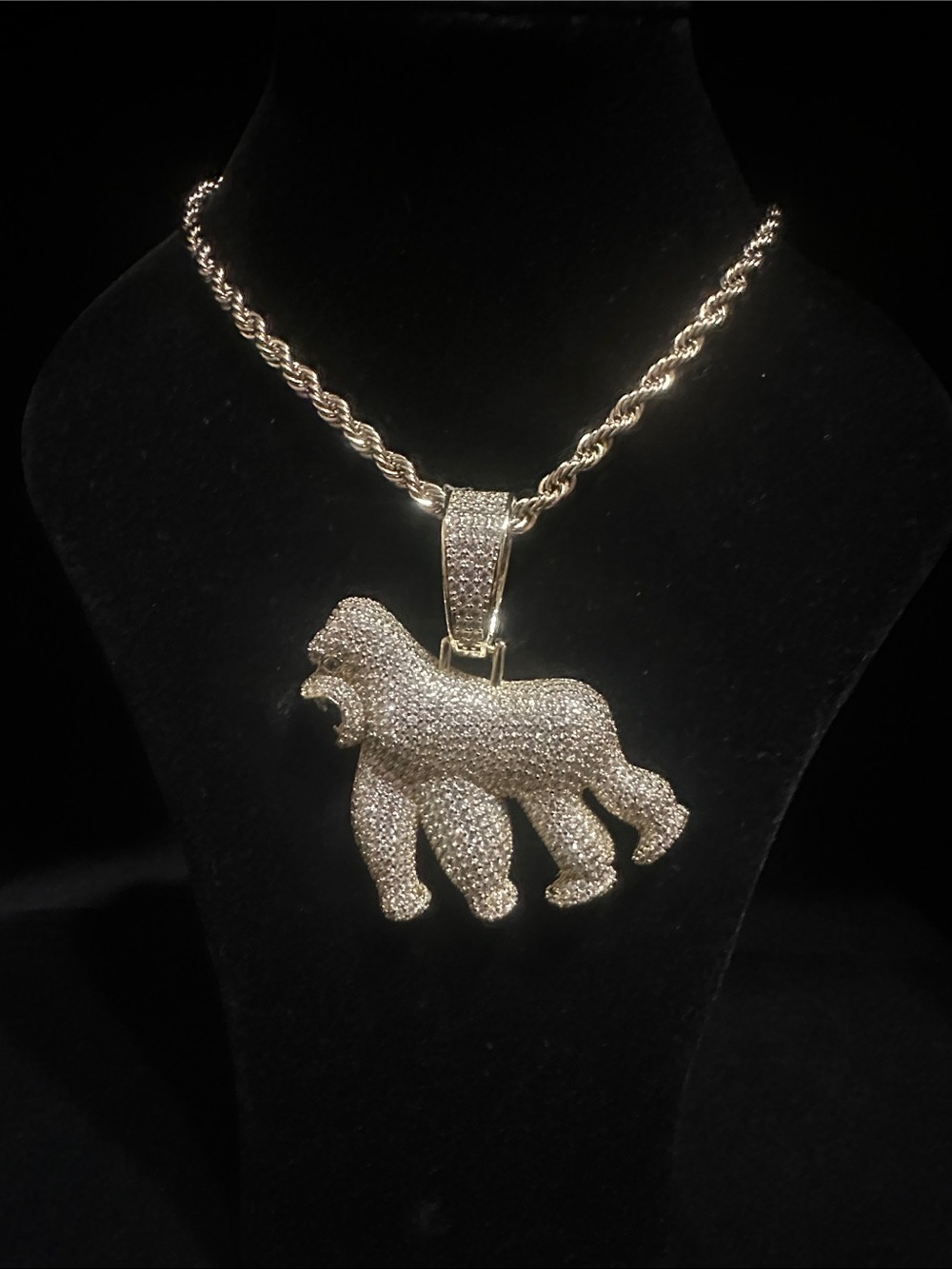 Gold-Tone Gorilla Pendant Necklace